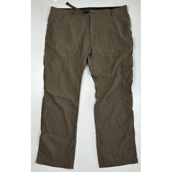 Prana Belted Mens Brown Cargo Pants‎ Mens Khaki Hiking Outdoors Breathable 40x30 - Picture 1 of 8
